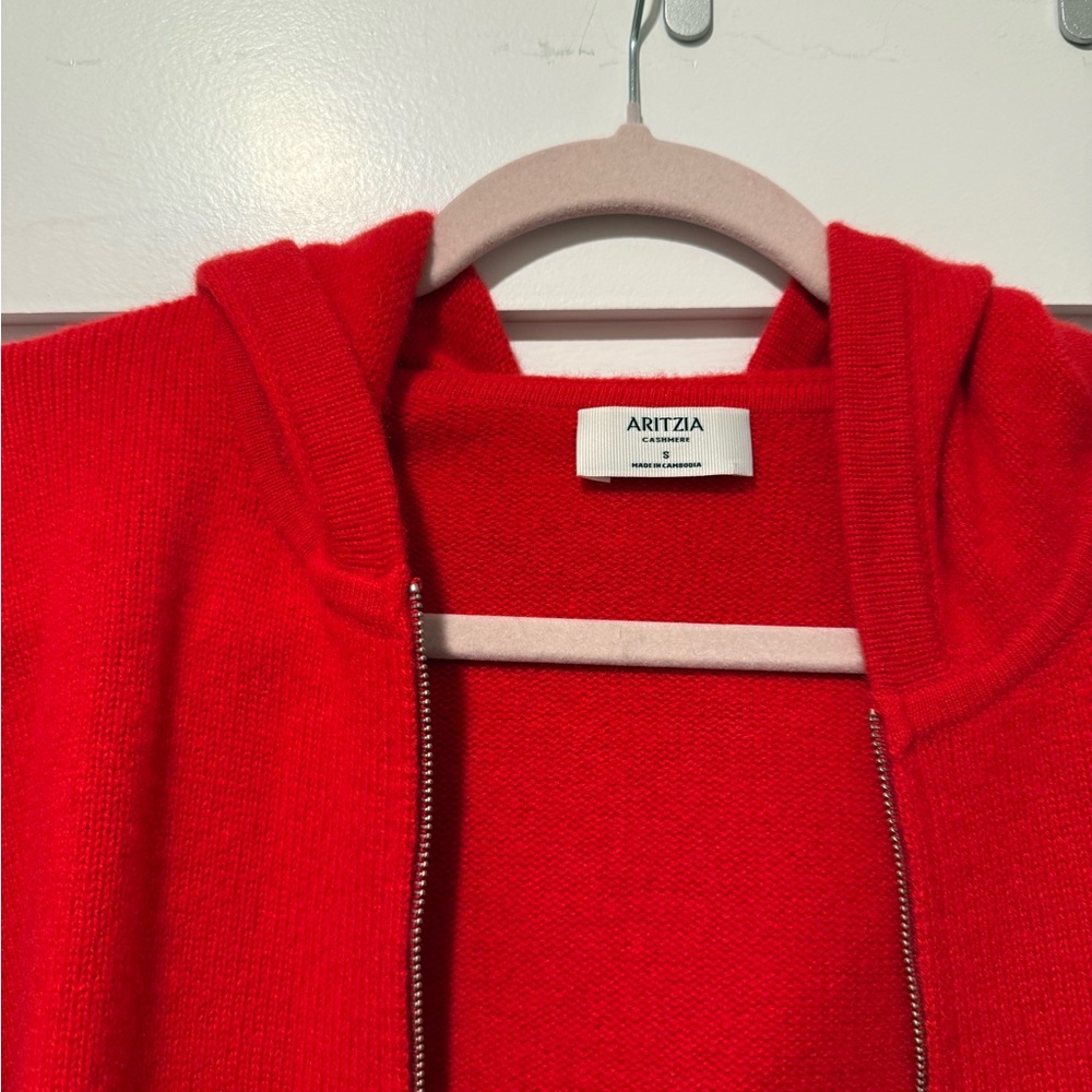 Aritzia Red Cashmere Hoodie - Picture 2 of 5